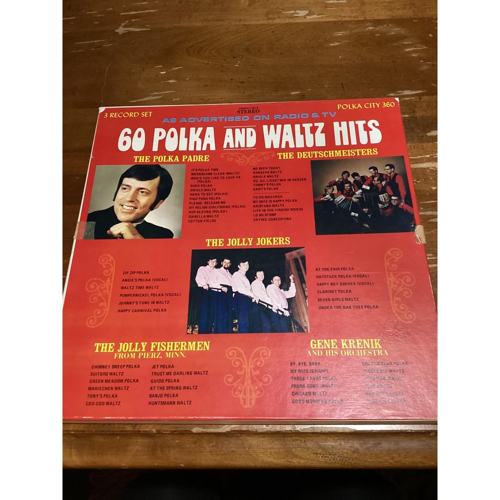 Polka City 60 Polka and Waltz Hits 3 LP Set Red Vintage Vinyl Record Compilation